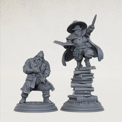 AS1072 Dwarf Mage & Scholar Miniature Set, Unpainted Resin Dwarf Figures, Tabletop RPG Hero Models for D&D