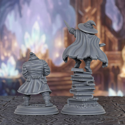 AS1072 Dwarf Mage & Scholar Miniature Set, Unpainted Resin Dwarf Figures, Tabletop RPG Hero Models for D&D