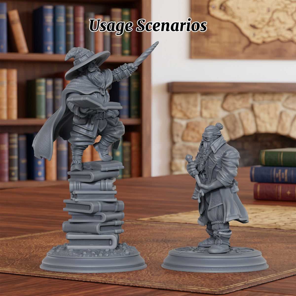 AS1072 Dwarf Mage & Scholar Miniature Set, Unpainted Resin Dwarf Figures, Tabletop RPG Hero Models for D&D
