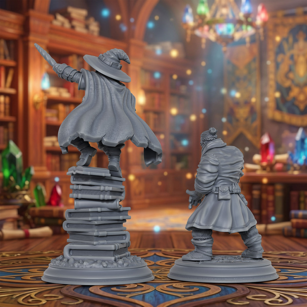 AS1072 Dwarf Mage & Scholar Miniature Set, Unpainted Resin Dwarf Figures, Tabletop RPG Hero Models for D&D