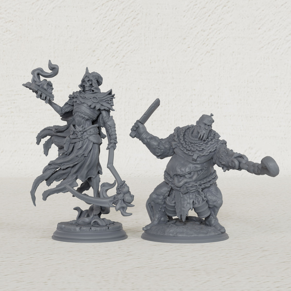 AS1073 Lich Lord & Butcher Monster Miniature Duo, Unpainted Resin Boss Models for D&D & Tabletop RPG