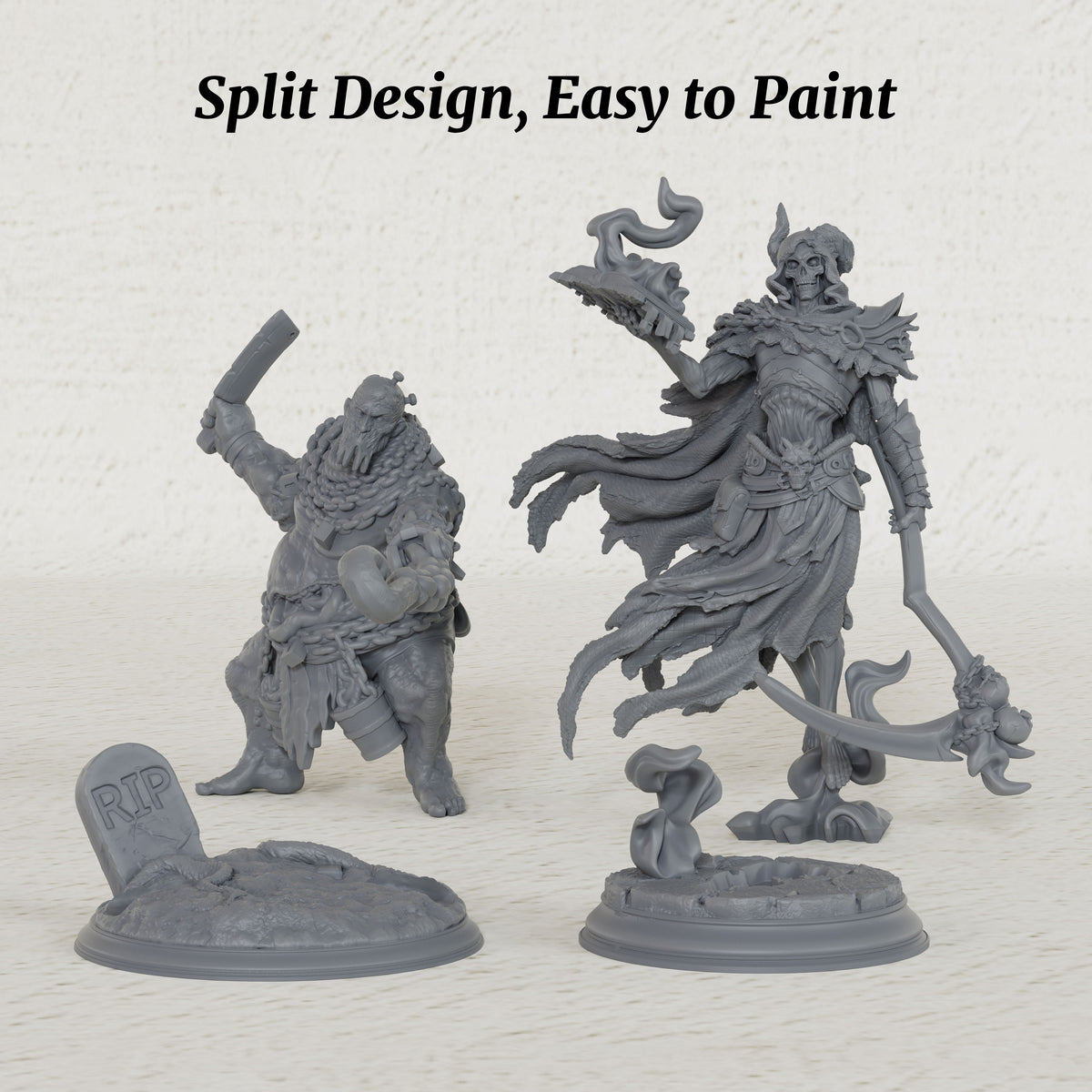 AS1073 Lich Lord & Butcher Monster Miniature Duo, Unpainted Resin Boss Models for D&D & Tabletop RPG