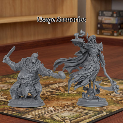 AS1073 Lich Lord & Butcher Monster Miniature Duo, Unpainted Resin Boss Models for D&D & Tabletop RPG