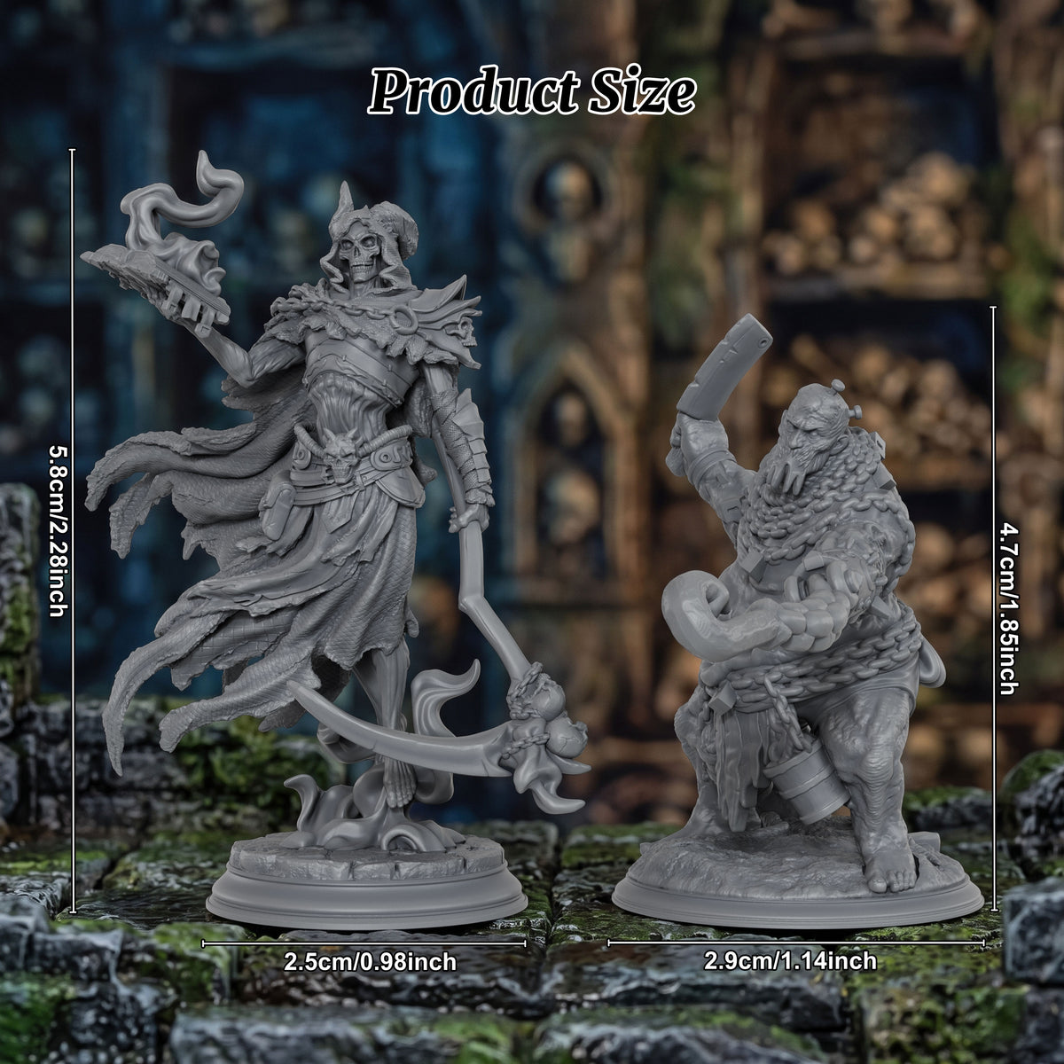 AS1073 Lich Lord & Butcher Monster Miniature Duo, Unpainted Resin Boss Models for D&D & Tabletop RPG