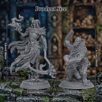 AS1073 Lich Lord & Butcher Monster Miniature Duo, Unpainted Resin Boss Models for D&D & Tabletop RPG