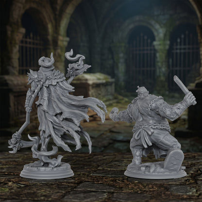 AS1073 Lich Lord & Butcher Monster Miniature Duo, Unpainted Resin Boss Models for D&D & Tabletop RPG