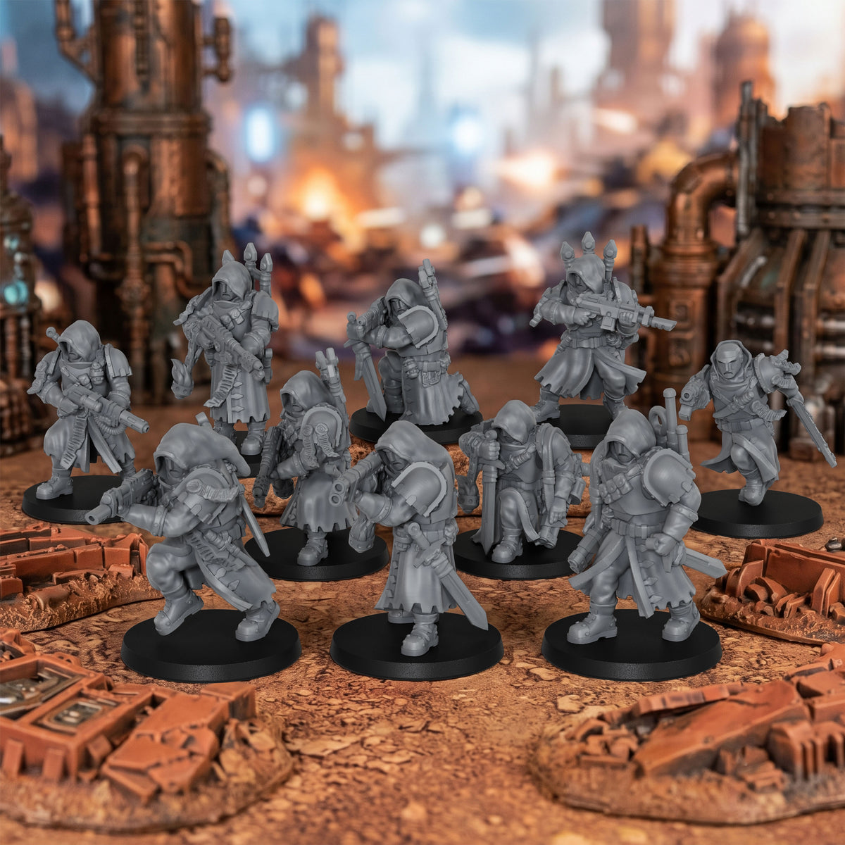 AS1074 Imperial Force Sci-Fi Infantry Miniature Pack, Unpainted Resin Wargaming Miniatures, Tabletop Wargame Models for Hobby Assembly & Painting