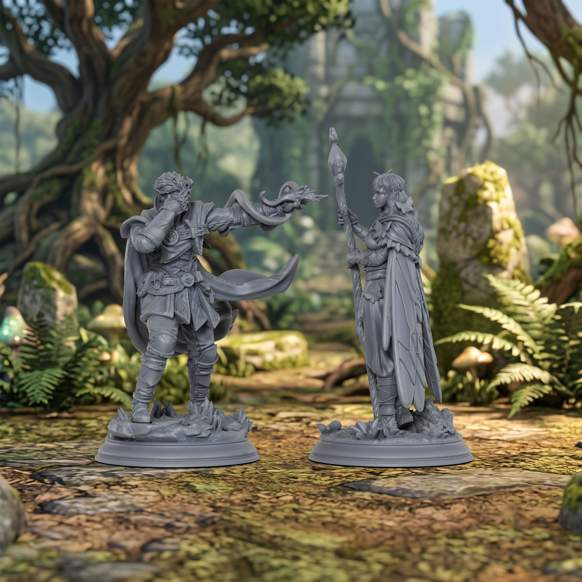 AS1075 Elven Female Ranger Miniature Set, Unpainted Resin Mini, DnD Adventurer Model, Tabletop RPG, Wargaming Diorama Mini for Hobby Painting