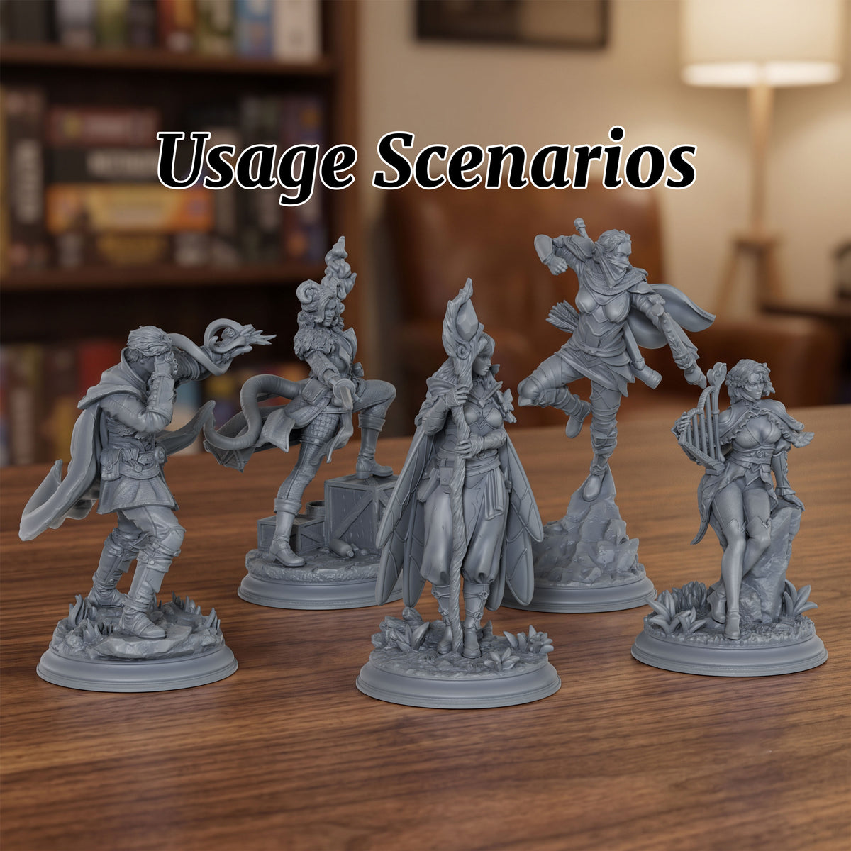 AS1075 Elven Female Ranger Miniature Set, Unpainted Resin Mini, DnD Adventurer Model, Tabletop RPG, Wargaming Diorama Mini for Hobby Painting
