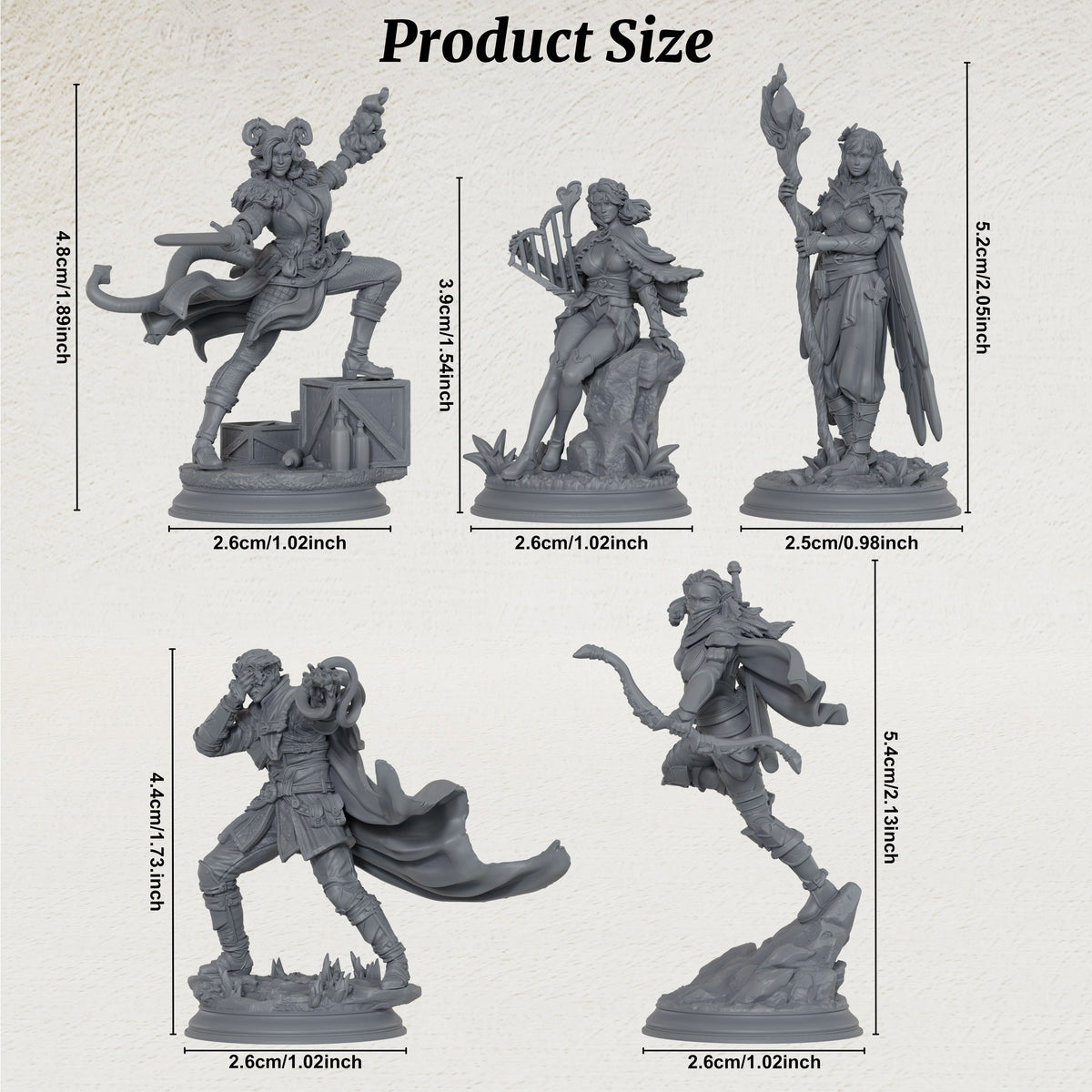 AS1075 Elven Female Ranger Miniature Set, Unpainted Resin Mini, DnD Adventurer Model, Tabletop RPG, Wargaming Diorama Mini for Hobby Painting