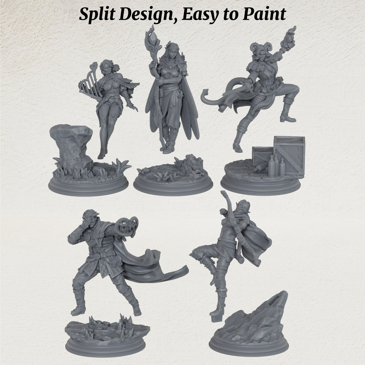 AS1075 Elven Female Ranger Miniature Set, Unpainted Resin Mini, DnD Adventurer Model, Tabletop RPG, Wargaming Diorama Mini for Hobby Painting