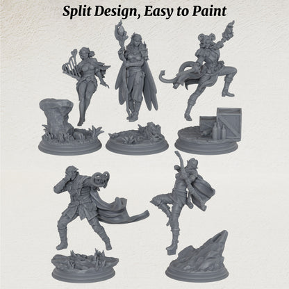 AS1075 Elven Female Ranger Miniature Set, Unpainted Resin Mini, DnD Adventurer Model, Tabletop RPG, Wargaming Diorama Mini for Hobby Painting