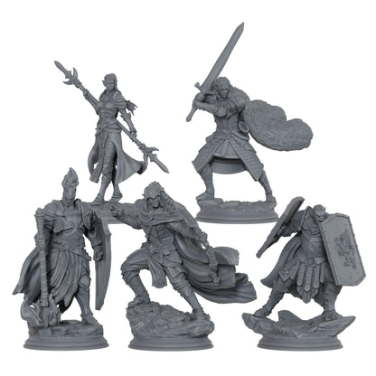 AS1076 Elf Knight Miniature Set, Unpainted Resin Mini, DnD Elf Warrior Model, Tabletop RPG, Wargaming Diorama Mini for Hobby Painting