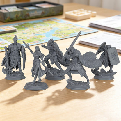 AS1076 Elf Knight Miniature Set, Unpainted Resin Mini, DnD Elf Warrior Model, Tabletop RPG, Wargaming Diorama Mini for Hobby Painting