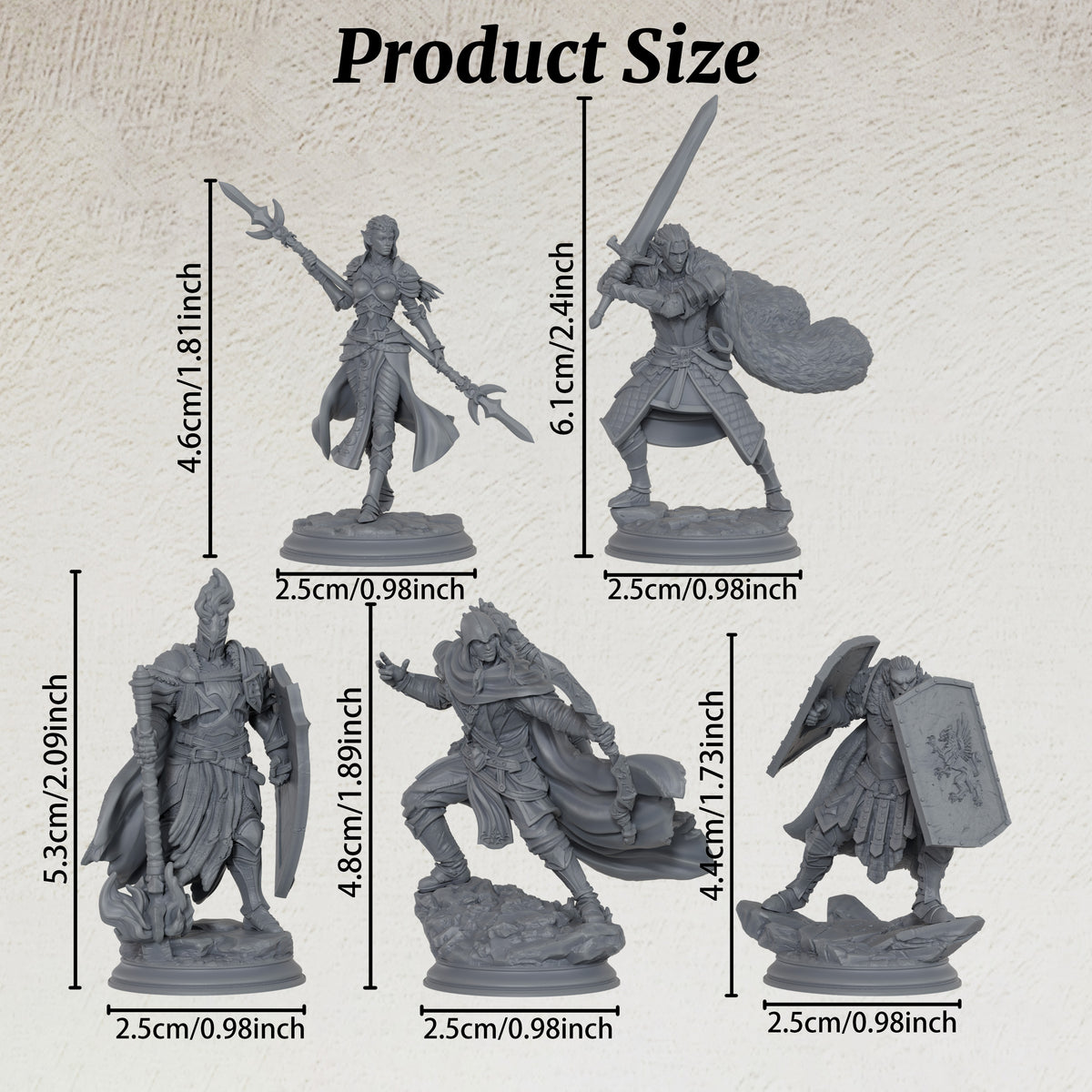 AS1076 Elf Knight Miniature Set, Unpainted Resin Mini, DnD Elf Warrior Model, Tabletop RPG, Wargaming Diorama Mini for Hobby Painting