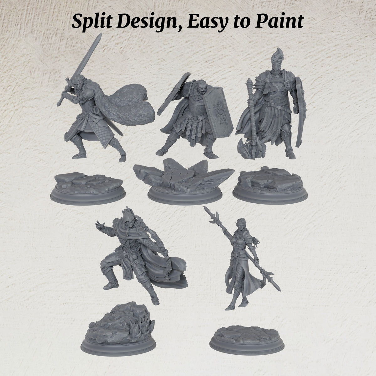 AS1076 Elf Knight Miniature Set, Unpainted Resin Mini, DnD Elf Warrior Model, Tabletop RPG, Wargaming Diorama Mini for Hobby Painting