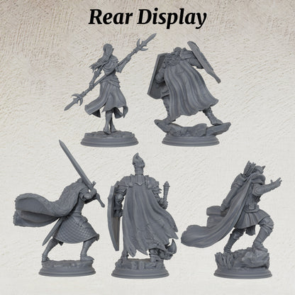 AS1076 Elf Knight Miniature Set, Unpainted Resin Mini, DnD Elf Warrior Model, Tabletop RPG, Wargaming Diorama Mini for Hobby Painting