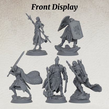 AS1076 Elf Knight Miniature Set, Unpainted Resin Mini, DnD Elf Warrior Model, Tabletop RPG, Wargaming Diorama Mini for Hobby Painting