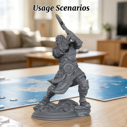 AS1077 Barbarian Knight Miniature, Unpainted Resin Mini, DnD Warrior Model, Tabletop RPG, Wargaming Diorama Mini for Hobby Painting