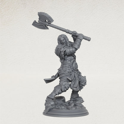 AS1077 Barbarian Knight Miniature, Unpainted Resin Mini, DnD Warrior Model, Tabletop RPG, Wargaming Diorama Mini for Hobby Painting