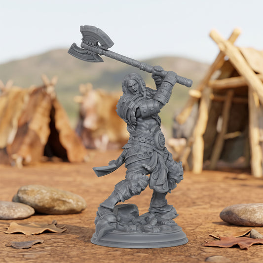 AS1077 Barbarian Knight Miniature, Unpainted Resin Mini, DnD Warrior Model, Tabletop RPG, Wargaming Diorama Mini for Hobby Painting