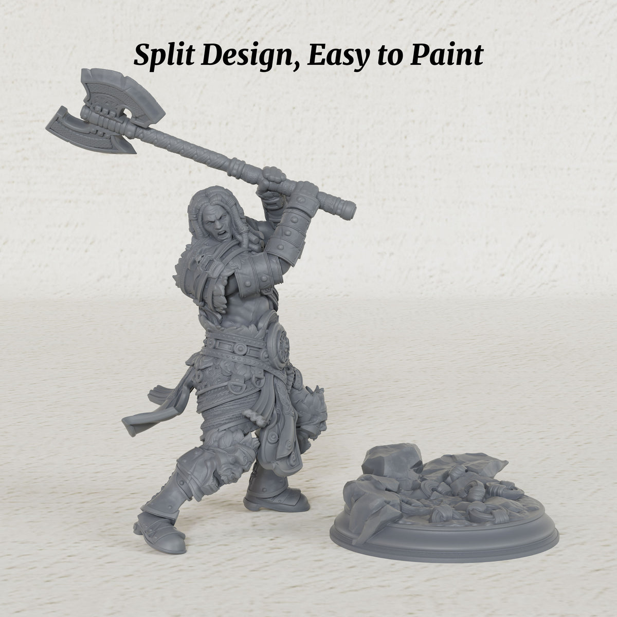 AS1077 Barbarian Knight Miniature, Unpainted Resin Mini, DnD Warrior Model, Tabletop RPG, Wargaming Diorama Mini for Hobby Painting