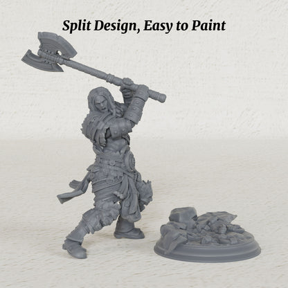 AS1077 Barbarian Knight Miniature, Unpainted Resin Mini, DnD Warrior Model, Tabletop RPG, Wargaming Diorama Mini for Hobby Painting