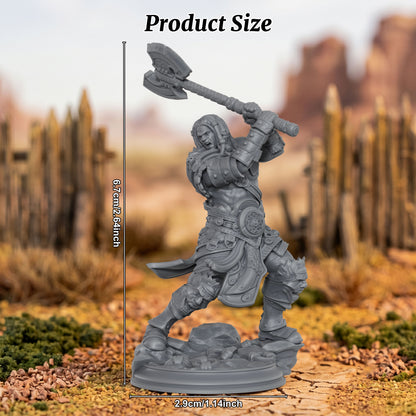 AS1077 Barbarian Knight Miniature, Unpainted Resin Mini, DnD Warrior Model, Tabletop RPG, Wargaming Diorama Mini for Hobby Painting