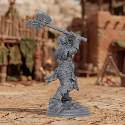 AS1077 Barbarian Knight Miniature, Unpainted Resin Mini, DnD Warrior Model, Tabletop RPG, Wargaming Diorama Mini for Hobby Painting