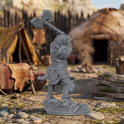 AS1077 Barbarian Knight Miniature, Unpainted Resin Mini, DnD Warrior Model, Tabletop RPG, Wargaming Diorama Mini for Hobby Painting