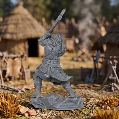 AS1077 Barbarian Knight Miniature, Unpainted Resin Mini, DnD Warrior Model, Tabletop RPG, Wargaming Diorama Mini for Hobby Painting