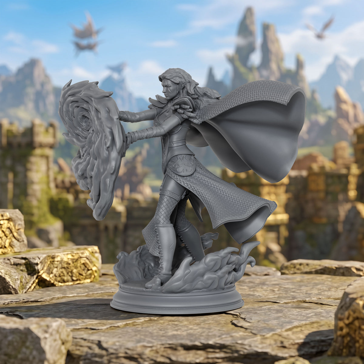 AS1079 Arcane Spellcasters Miniature Set, Unpainted Resin Mini, DnD Mage Miniature, Tabletop RPG, Wargaming Diorama Model for Hobby Painting