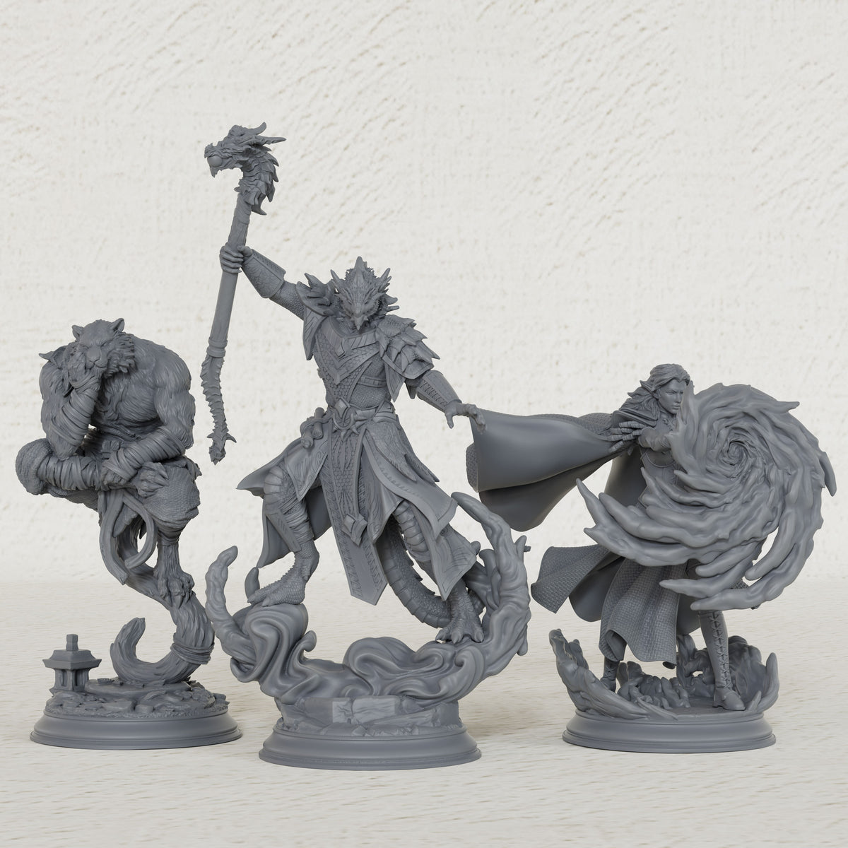 AS1079 Arcane Spellcasters Miniature Set, Unpainted Resin Mini, DnD Mage Miniature, Tabletop RPG, Wargaming Diorama Model for Hobby Painting