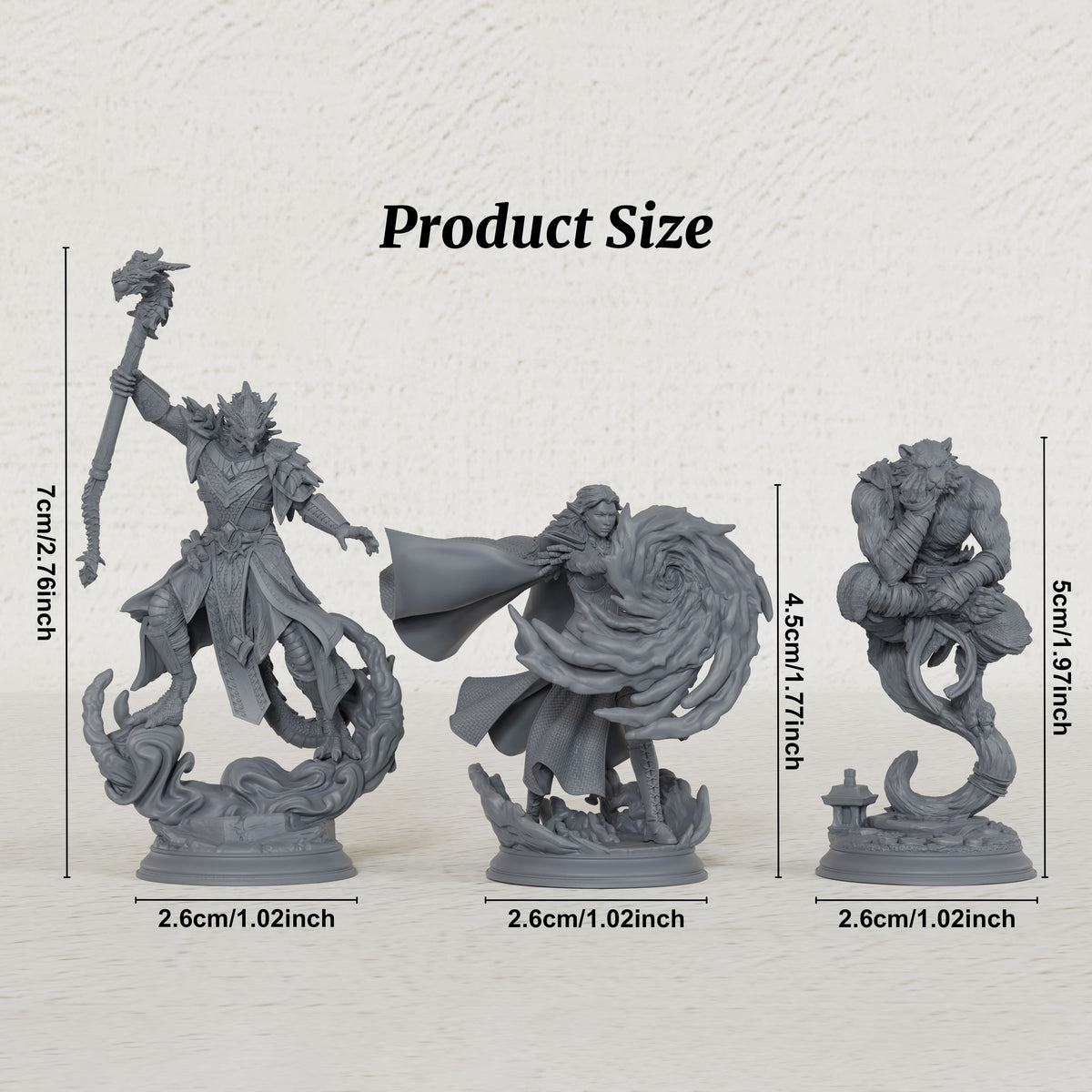 AS1079 Arcane Spellcasters Miniature Set, Unpainted Resin Mini, DnD Mage Miniature, Tabletop RPG, Wargaming Diorama Model for Hobby Painting