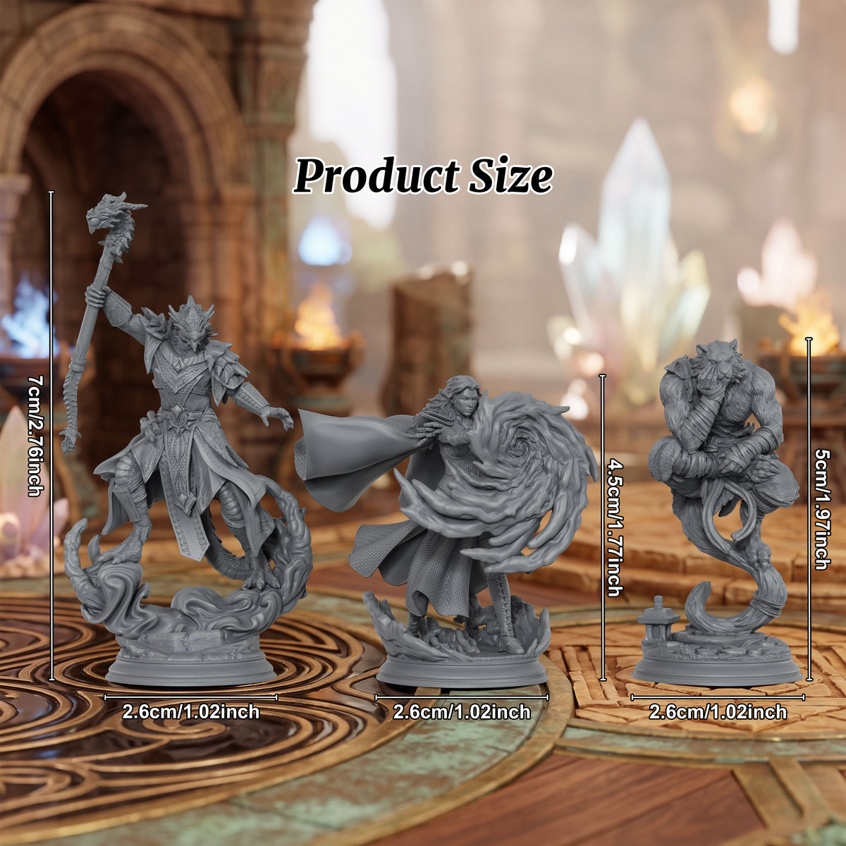 AS1079 Arcane Spellcasters Miniature Set, Unpainted Resin Mini, DnD Mage Miniature, Tabletop RPG, Wargaming Diorama Model for Hobby Painting