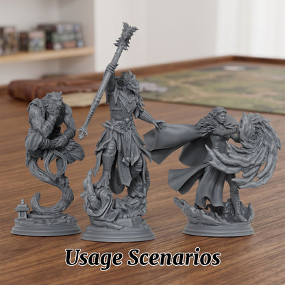 AS1079 Arcane Spellcasters Miniature Set, Unpainted Resin Mini, DnD Mage Miniature, Tabletop RPG, Wargaming Diorama Model for Hobby Painting