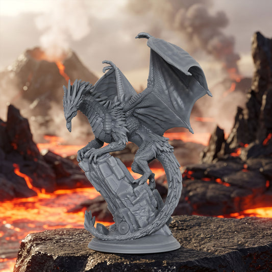 AS1080 Ancient Winged Dragon Miniature, Unpainted Resin Model, DnD Monster Figurine, Tabletop Wargaming, RPG Diorama Mini for Hobby Painting
