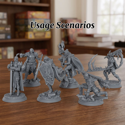 AS1081 Fantasy Warrior Miniature, Unpainted Resin Figure, Tabletop RPG, Wargaming Model, Diorama Mini, DnD Hero Figurine for Hobby Painting