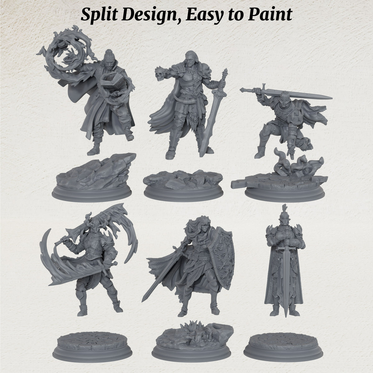 AS1081 Fantasy Warrior Miniature, Unpainted Resin Figure, Tabletop RPG, Wargaming Model, Diorama Mini, DnD Hero Figurine for Hobby Painting