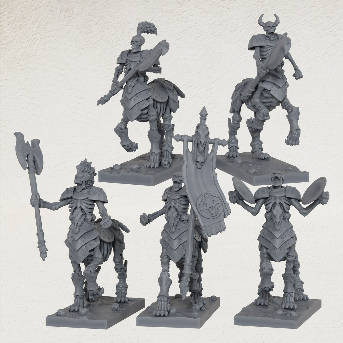AS1082 Bone Centaurs Unpainted Resin Tabletop Miniatures, Skeleton Centaur Cavalry, Split Design Easy to Paint, Fantasy RPG Wargame Diorama Set