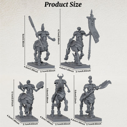 AS1082 Bone Centaurs Unpainted Resin Tabletop Miniatures, Skeleton Centaur Cavalry, Split Design Easy to Paint, Fantasy RPG Wargame Diorama Set