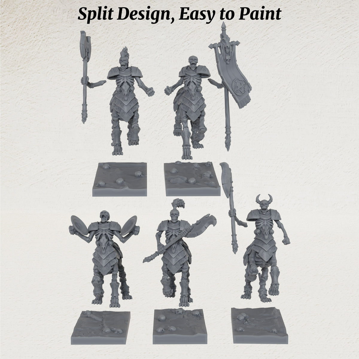 AS1082 Bone Centaurs Unpainted Resin Tabletop Miniatures, Skeleton Centaur Cavalry, Split Design Easy to Paint, Fantasy RPG Wargame Diorama Set