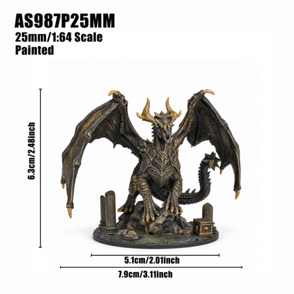 AS987 Ancient Dragon DnD Miniature, Elder Dragon Boss RPG Figure, Detachable Model and Base, Available Painted or Unpainted, Tabletop Miniature, Hobby Gift