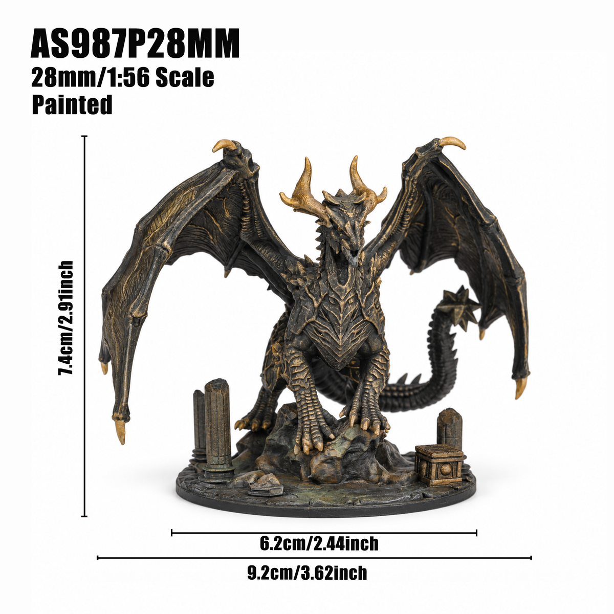AS987 Ancient Dragon DnD Miniature, Elder Dragon Boss RPG Figure, Detachable Model and Base, Available Painted or Unpainted, Tabletop Miniature, Hobby Gift