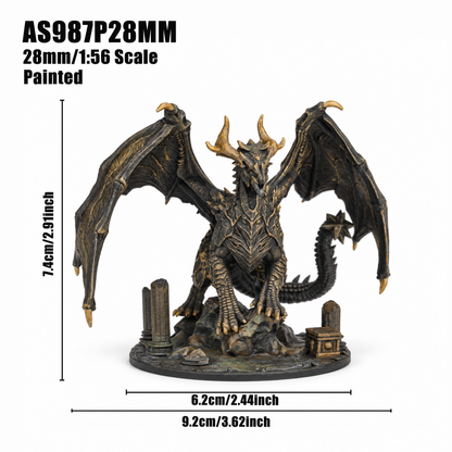 AS987 Ancient Dragon DnD Miniature, Elder Dragon Boss RPG Figure, Detachable Model and Base, Available Painted or Unpainted, Tabletop Miniature, Hobby Gift