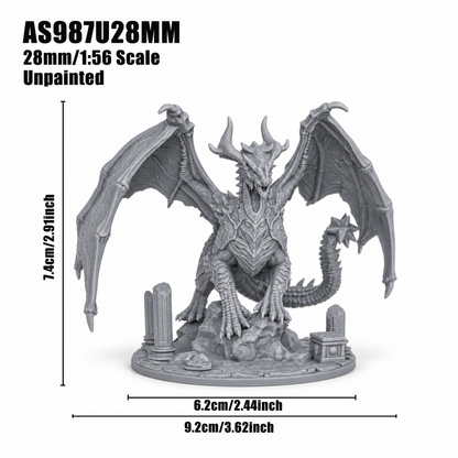 AS987 Ancient Dragon DnD Miniature, Elder Dragon Boss RPG Figure, Detachable Model and Base, Available Painted or Unpainted, Tabletop Miniature, Hobby Gift