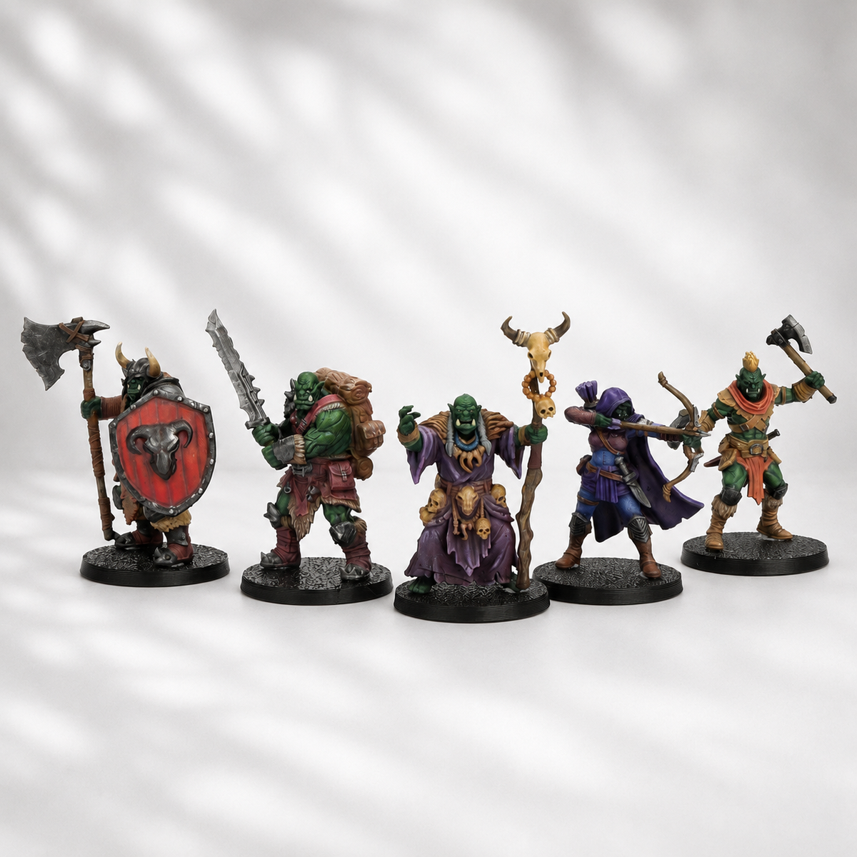 ES14P Orc Heroes Squad DnD Miniatures, Includes Orc Archer, Berserker, Warrior, Heavy Knight, Shaman, 25mm Base, Tabletop RPG Monster Minis