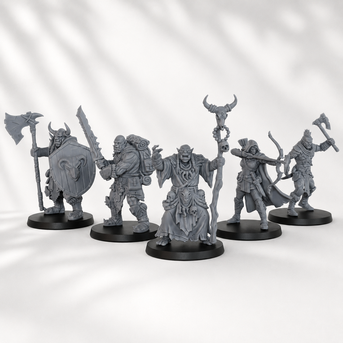 ES14P Orc Heroes Squad DnD Miniatures, Includes Orc Archer, Berserker, Warrior, Heavy Knight, Shaman, 25mm Base, Tabletop RPG Monster Minis