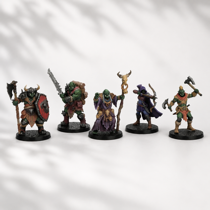 ES14P Orc Heroes Squad DnD Miniatures, Includes Orc Archer, Berserker, Warrior, Heavy Knight, Shaman, 25mm Base, Tabletop RPG Monster Minis