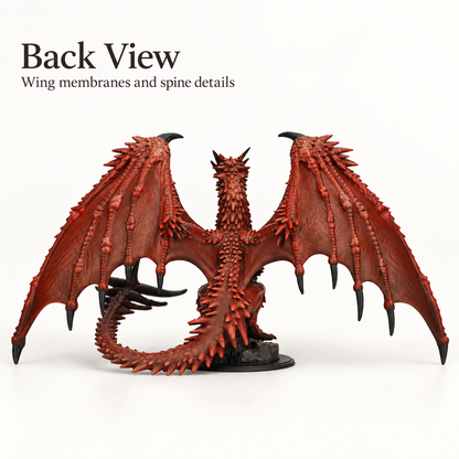 S945 Red Dragon Fantasy Miniature, DnD Ancient Red Dragon Wargame Mini, Painted & Unpainted Versions, Tabletop TTRPG Figure, Hobby Gift & Collectible